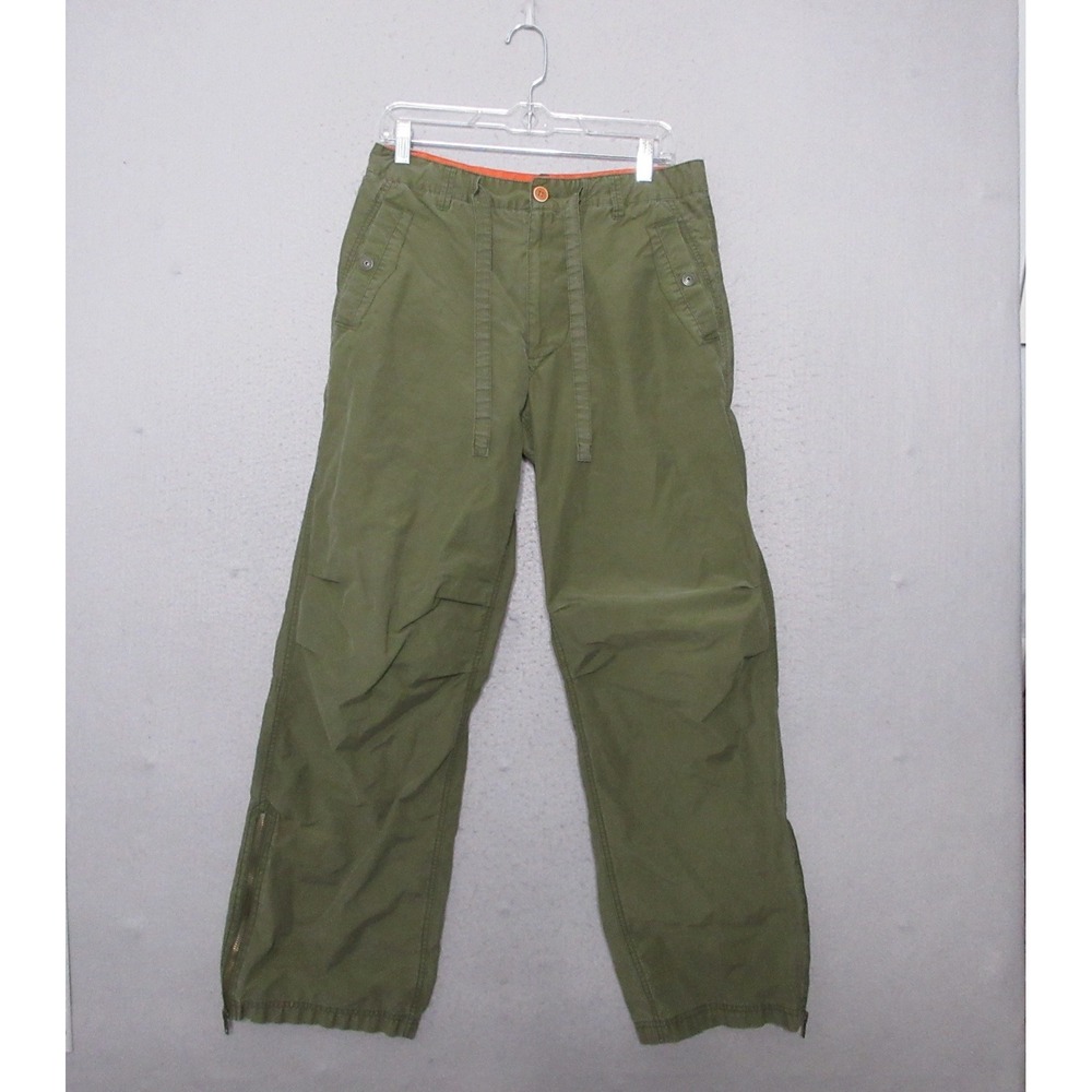 VTG Y2K Old Navy Pants Men Medium Green Orange Utility Gorpcore Zip Military Y2K